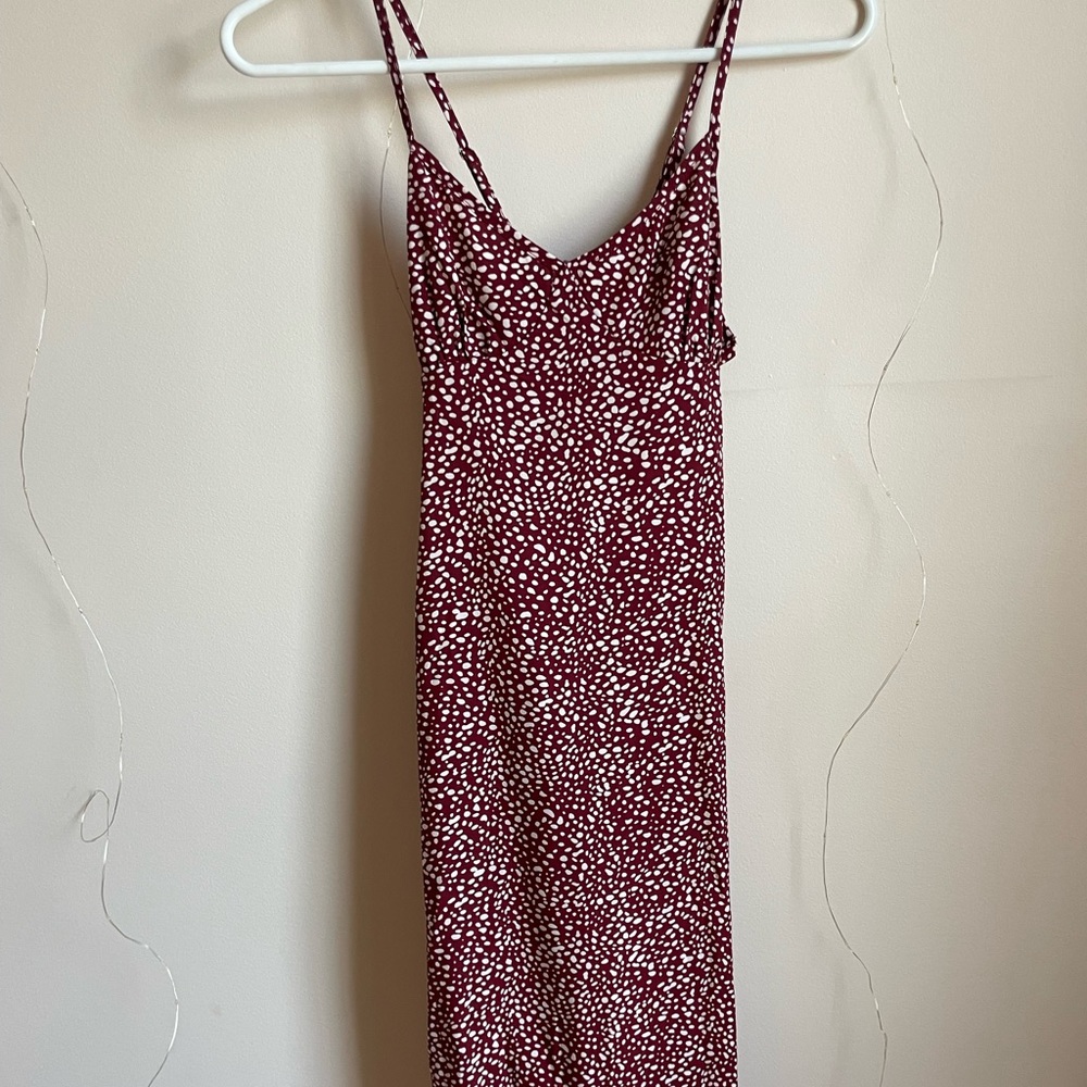 Red and white polka dot dress